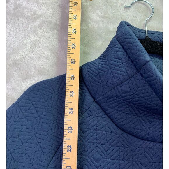 ATHLETA SMALL WOMEN'S QUILTED JACQUARD COWL ATHLETIC ELEVATION PULL OVER BLUE - Picture 13 of 15